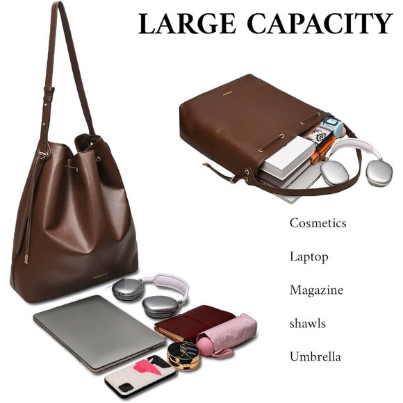 Large Vegan Leather Crossbody Hobo Bag for Women Work Travel Casual - Picture 7 of 7